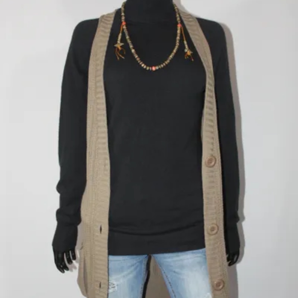 Twenty One Women's Long Cotton Tan Sweater Vest, Size M